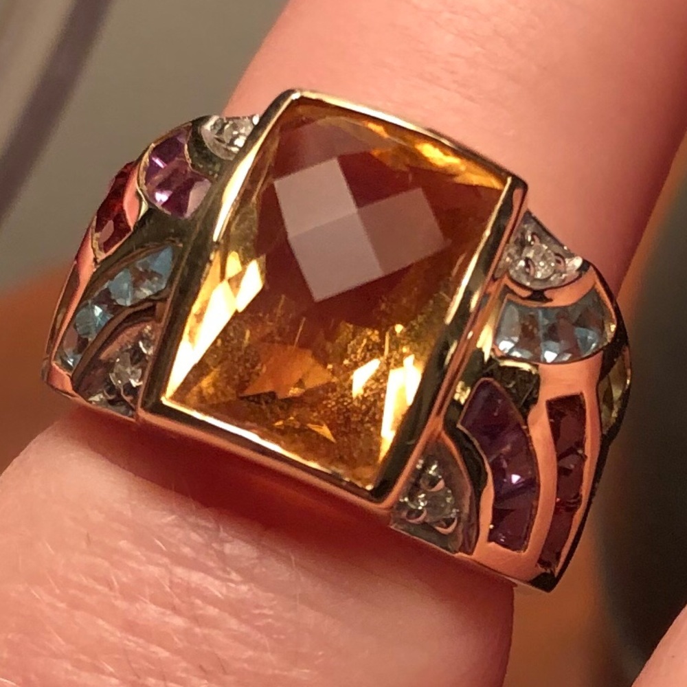 Multi Gemstone Ring - Size 7 - 14k Gold